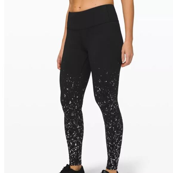 Lululemon Wunder Tight 25" Spark high rise Leggings size 8 black silver metallic - Picture 1 of 8